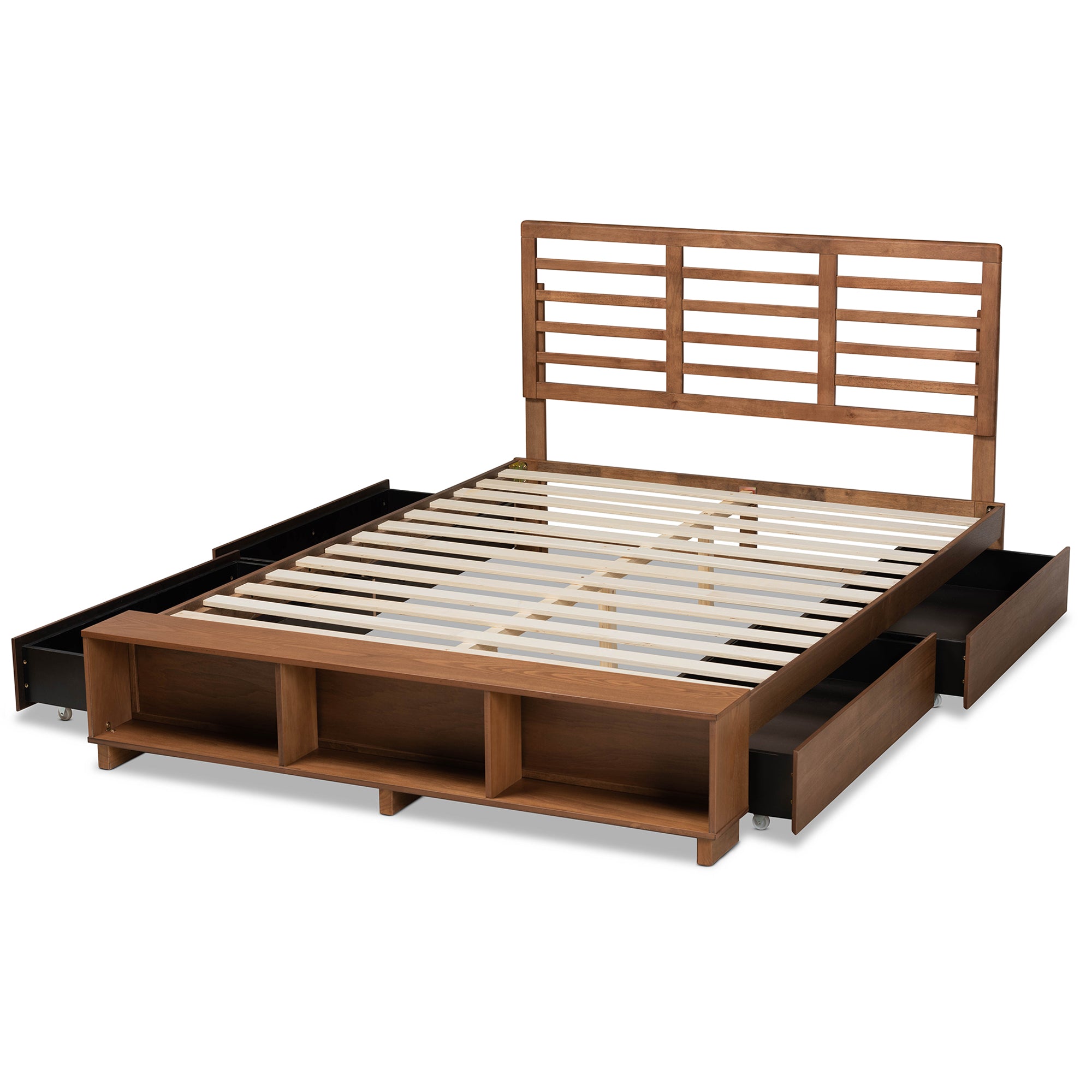 Milana Modern Ash Walnut 4-Drawer Queen Size Storage Platform Bed