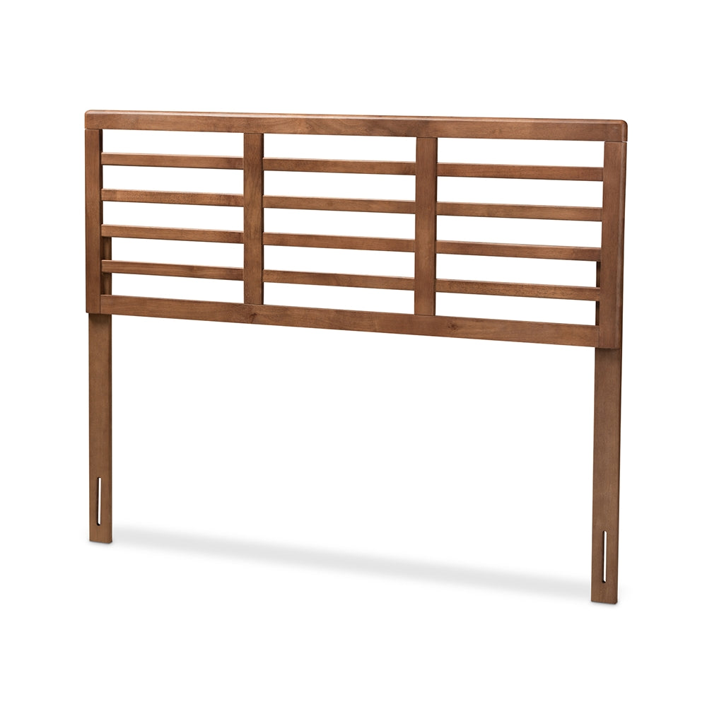 Salome Mid-Century Modern Walnut Brown Finished Wood Full Size Open Slat Headboard