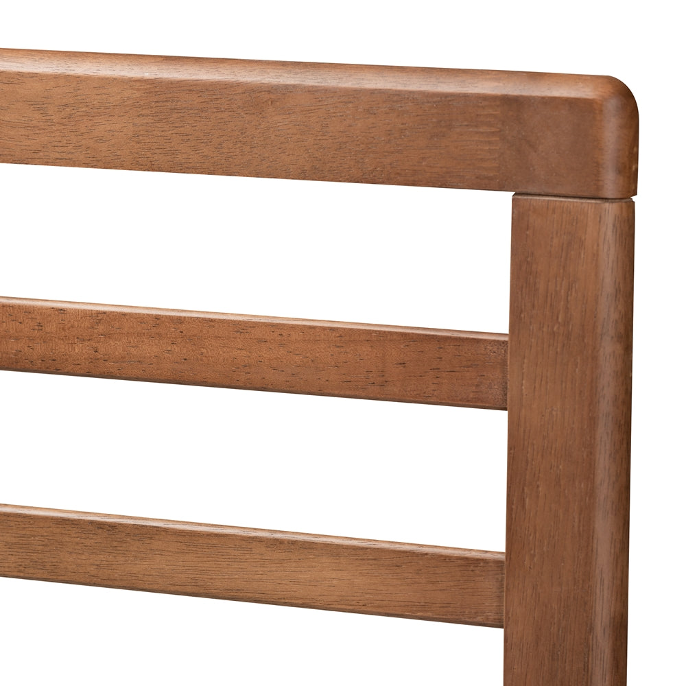 Salome Mid-Century Modern Walnut Brown Finished Wood Full Size Open Slat Headboard