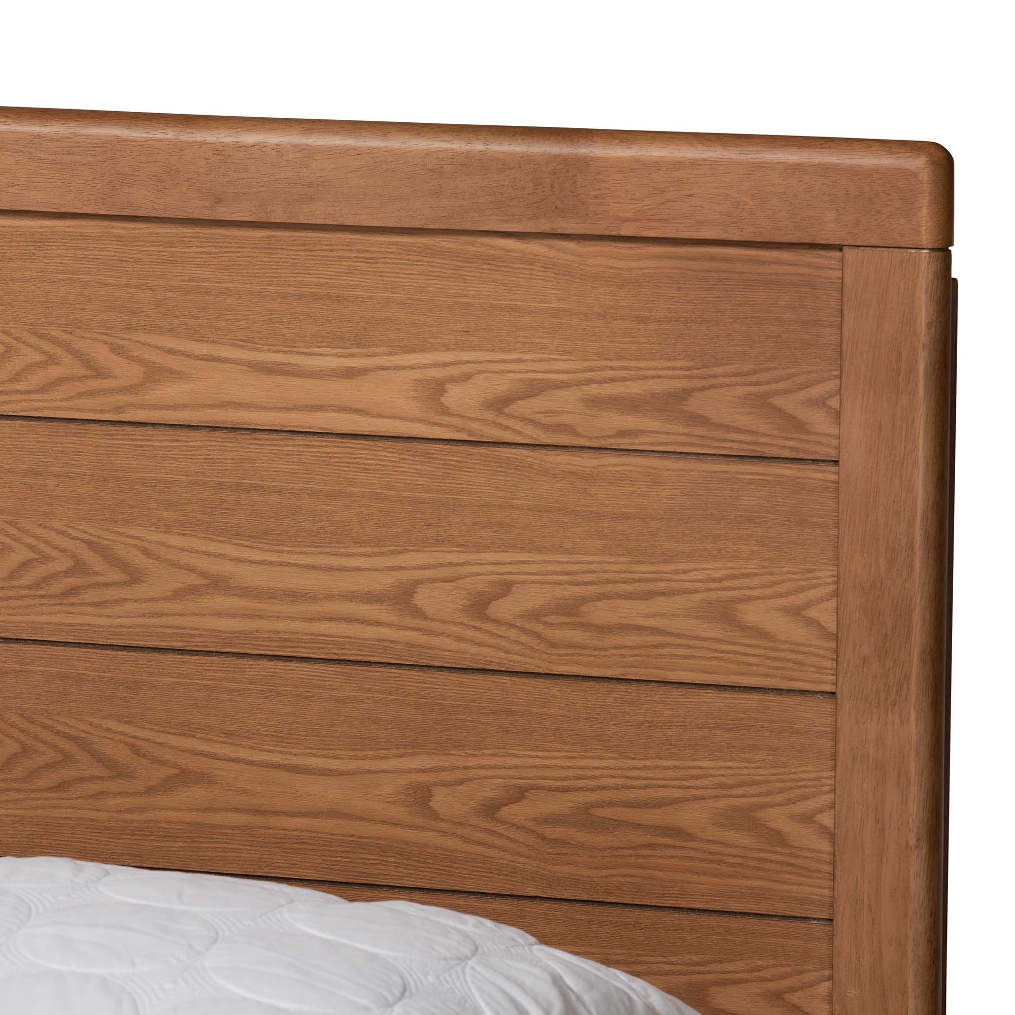 Barclay Queen Walnut Mid-Century Modern Platform Bed – Adjustable Headboard & Wood Slats