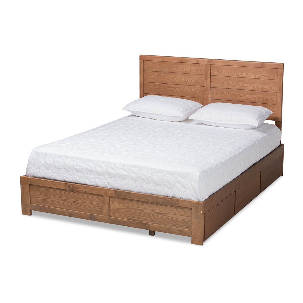 Lisa Ash Walnut Brown Finished Wood Full Size 3-Drawer Platform Storage Bed