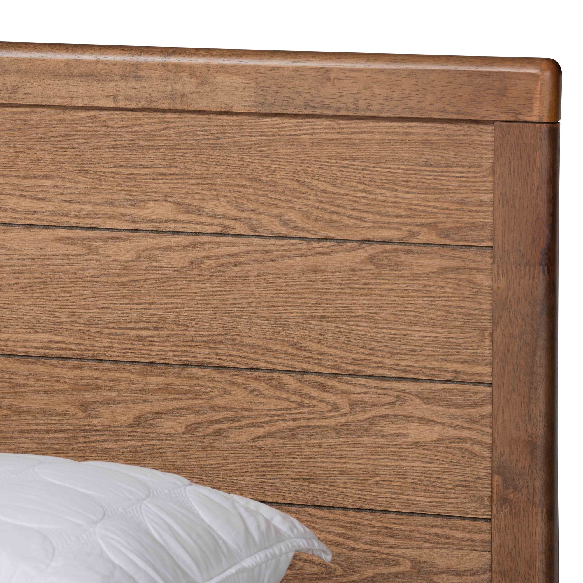 Mayln Alba King Walnut Brown Wood Bed – Modern Design with 4-Drawer Storage & Shelves