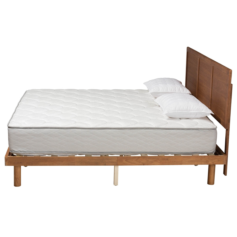 Lotus King Size Wood Platform Bed – Mid-Century Style with Slat Support