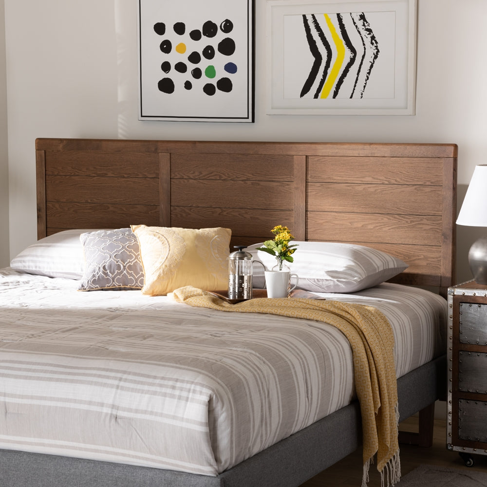 Seren Mid-Century Modern Walnut Brown Finished Wood King Size Headboard
