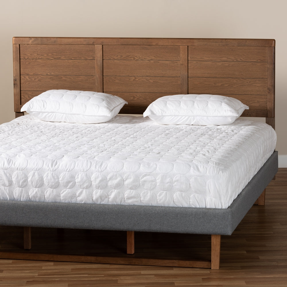 Seren Mid-Century Modern Walnut Brown Finished Wood King Size Headboard