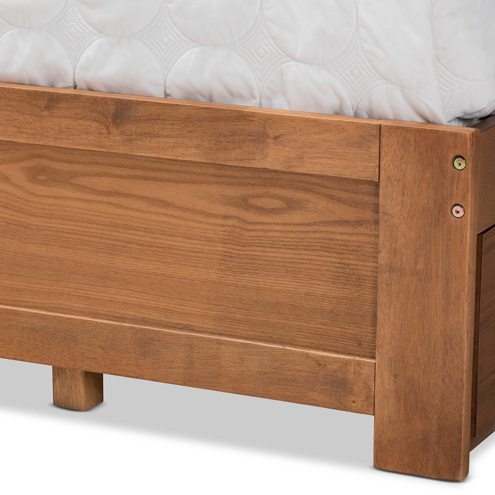 Lisa Ash Walnut Brown Finished Wood King Size 3-Drawer Platform Storage Bed