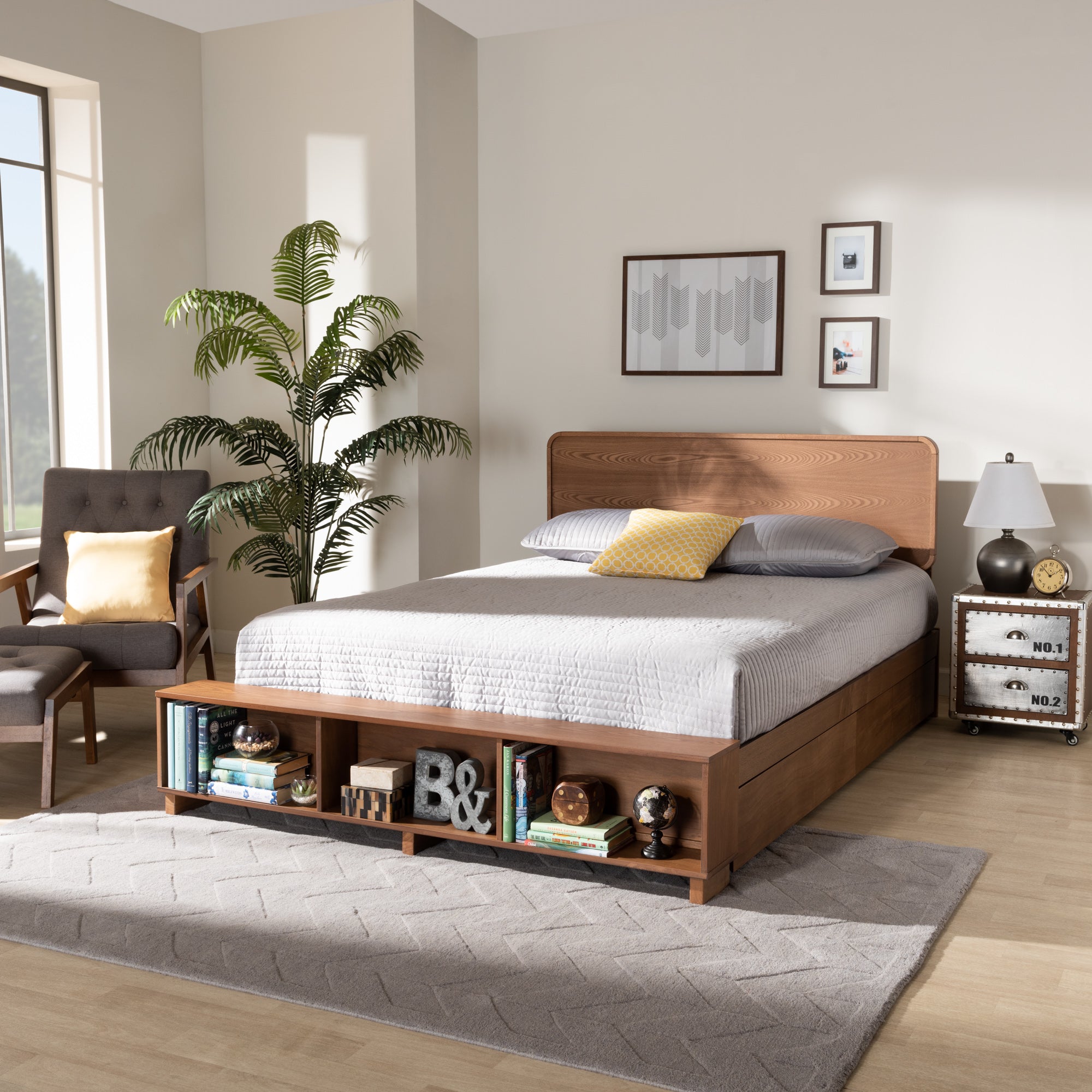Vita Ash Walnut Brown Finished Wood 4-Drawer Full Size Platform Storage Bed