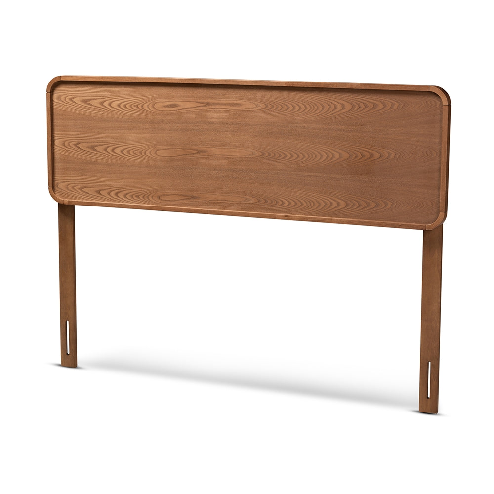 Mailene Mid-Century Modern Walnut Brown Finished Wood Queen Size Headboard