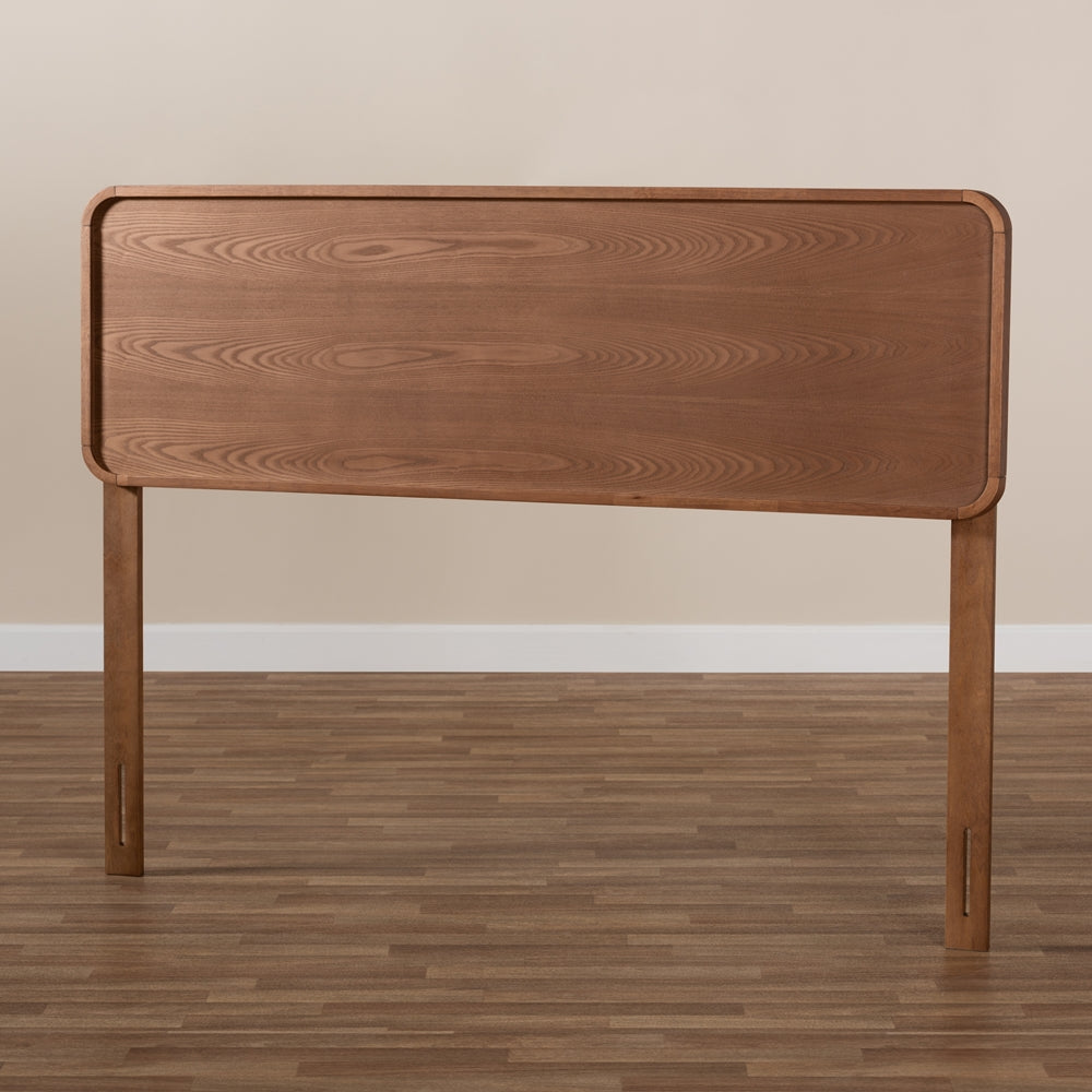 Mailene Mid-Century Modern Walnut Brown Finished Wood Queen Size Headboard