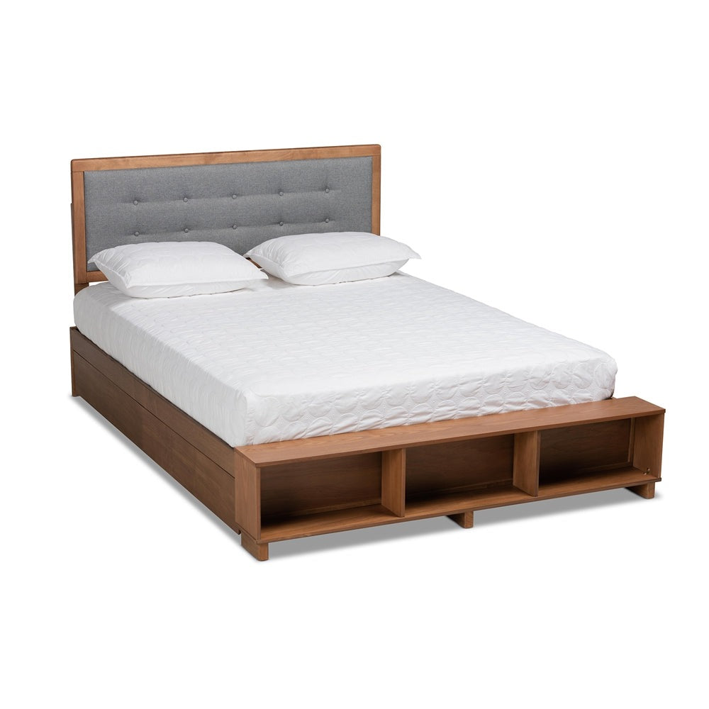 Cosma Queen Bed Ash Walnut Modern 4-Drawer Storage Platform