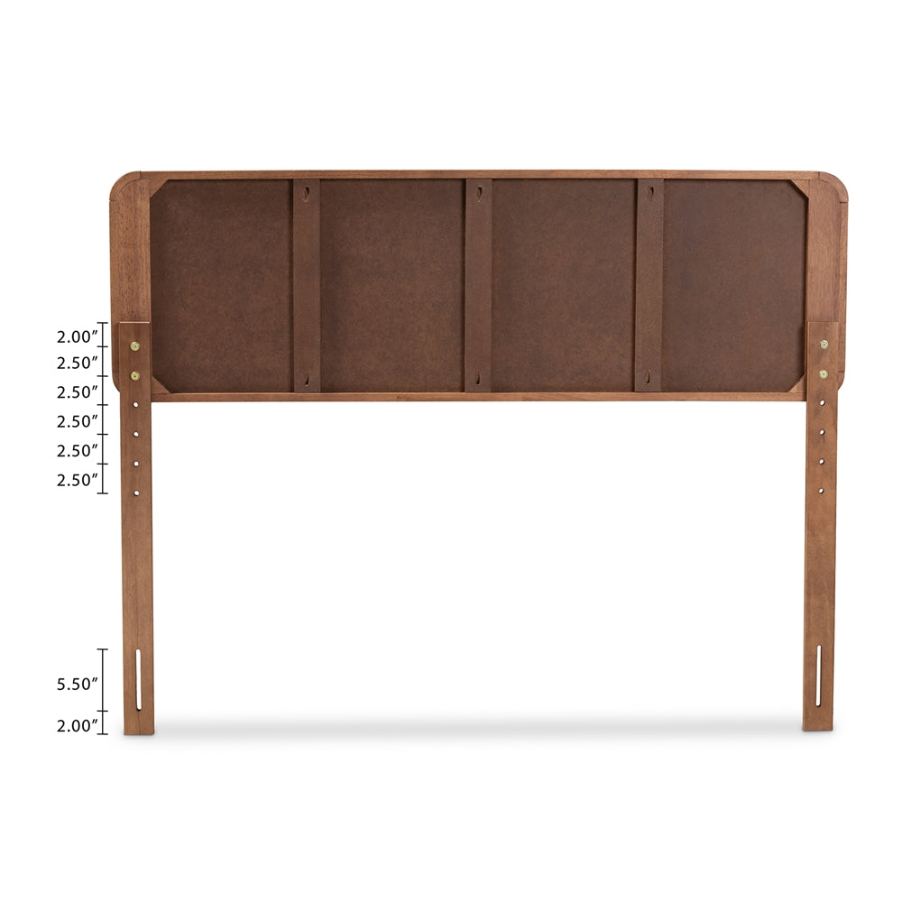 Sarine Mid-Century Modern Dark Grey Fabric Upholstered Walnut Brown Finished Wood King Size Headboard