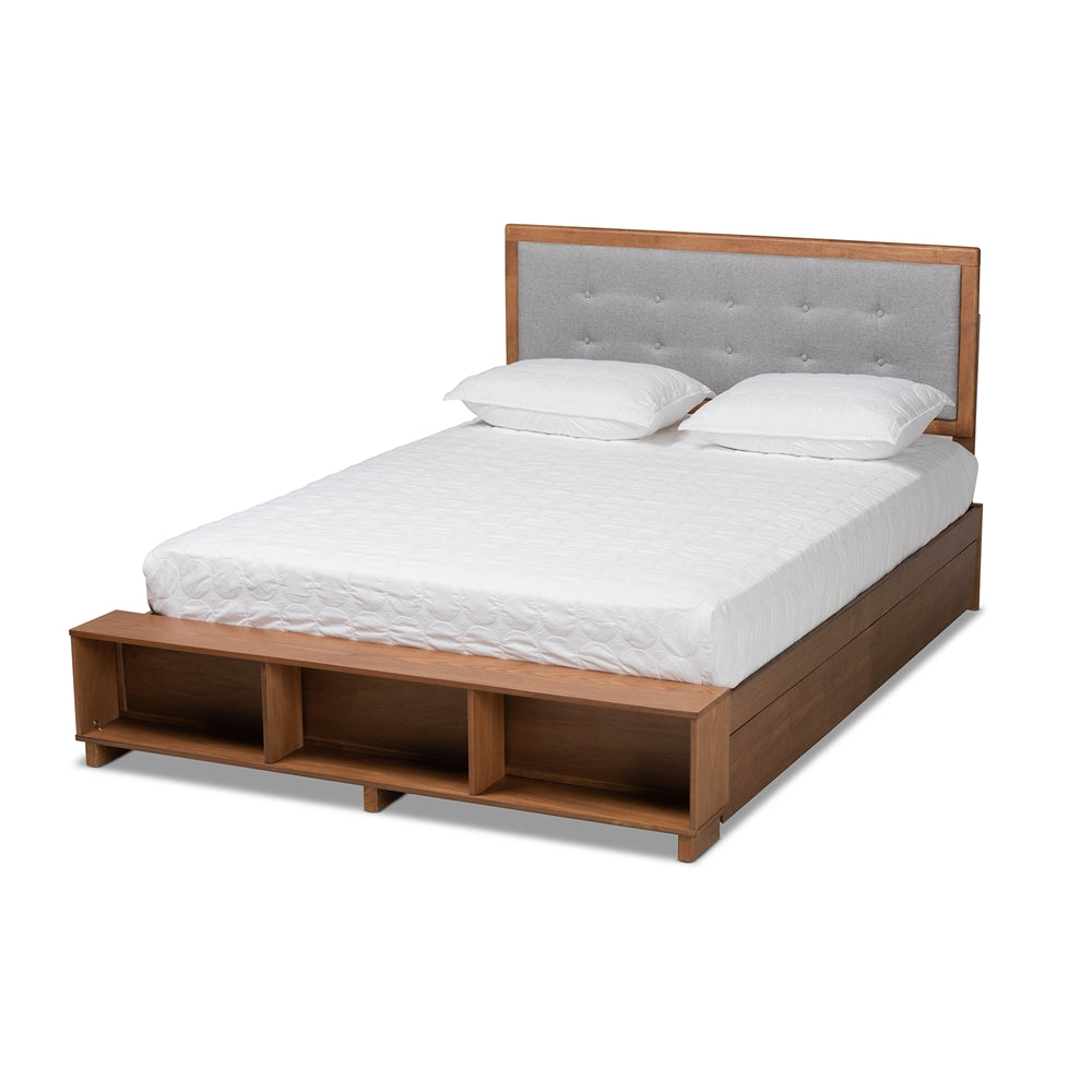 Cosma King Bed Transitional Ash Walnut Finish with 4-Drawer Storage