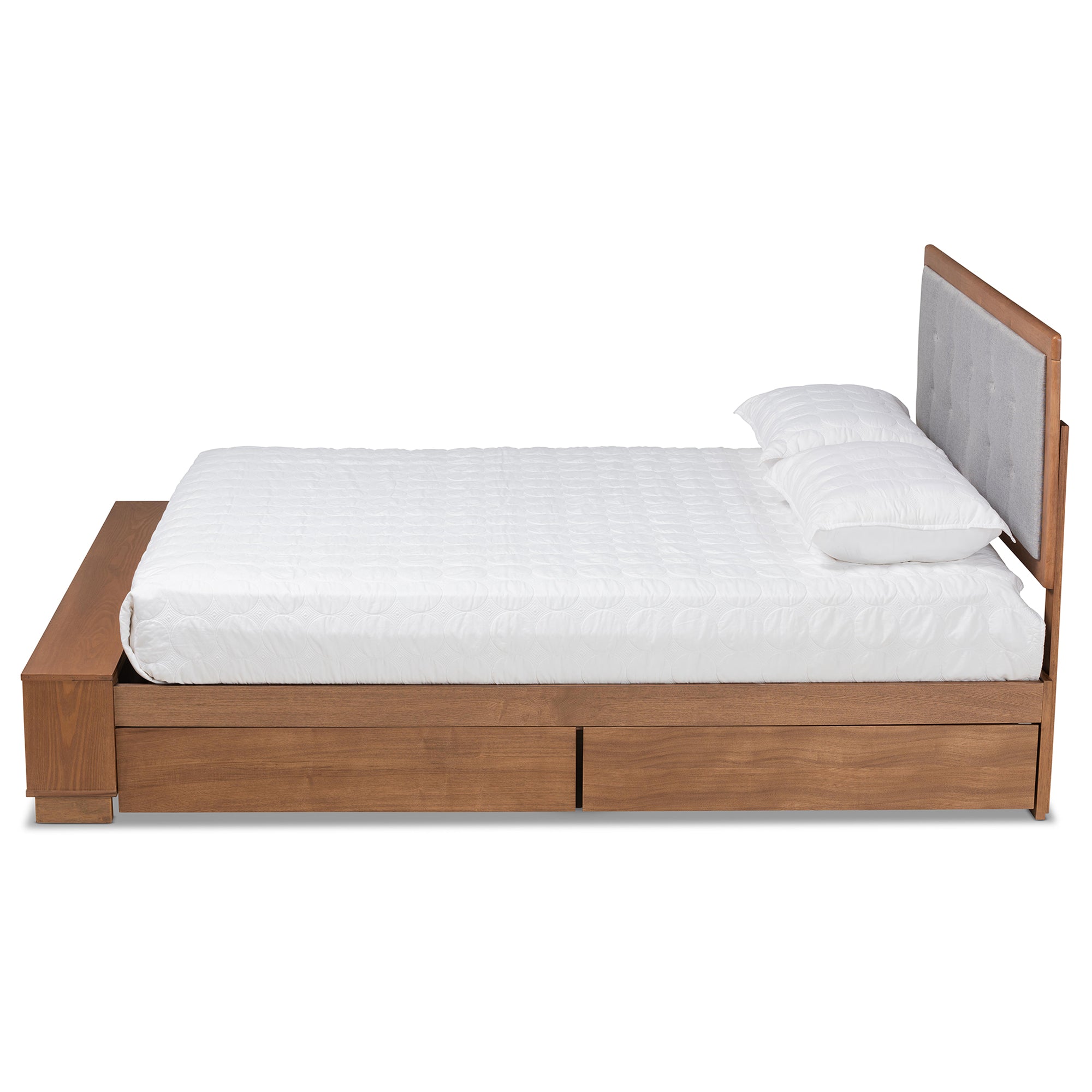 Cosma Modern Transitional Ash Walnut Brown Finished Wood 4-Drawer Queen Size Platform Storage Bed