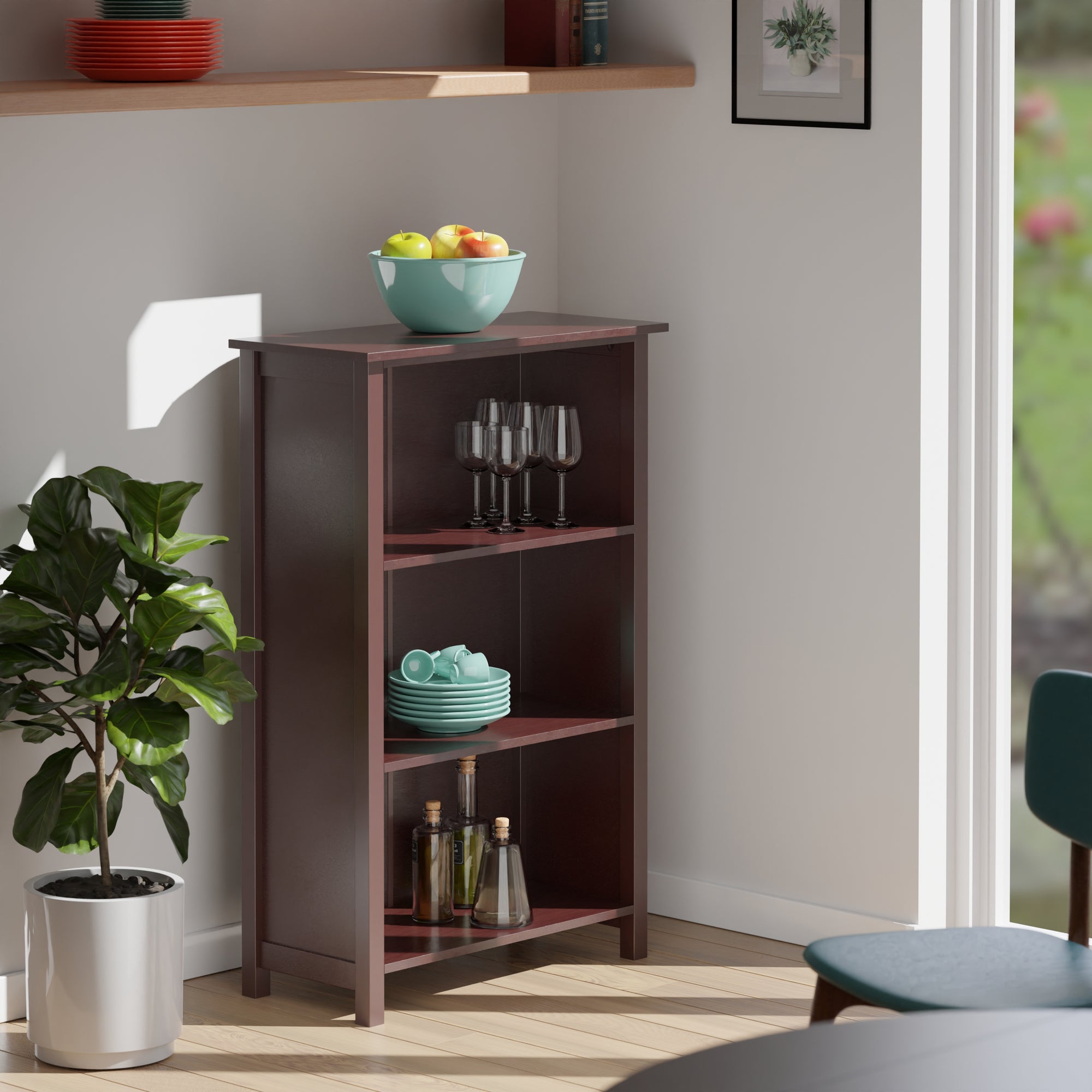 Milan 3-Section Bookshelf, Walnut
