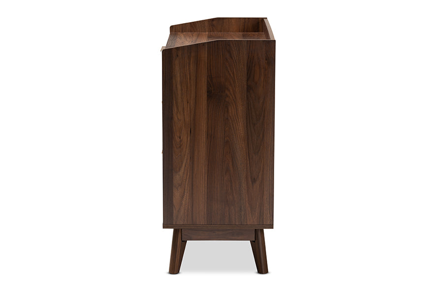 Lena Mid-Century Modern Walnut Brown Finished 3-Drawer Wood Chest