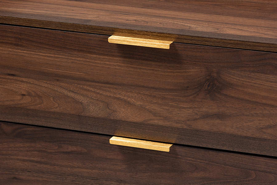 Lena Mid-Century Modern Walnut Brown Finished 3-Drawer Wood Chest