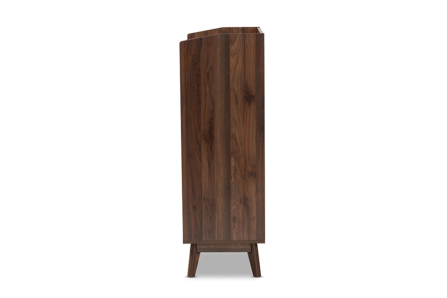 Lena Mid-Century Modern Walnut Brown Finished 5-Drawer Wood Chest