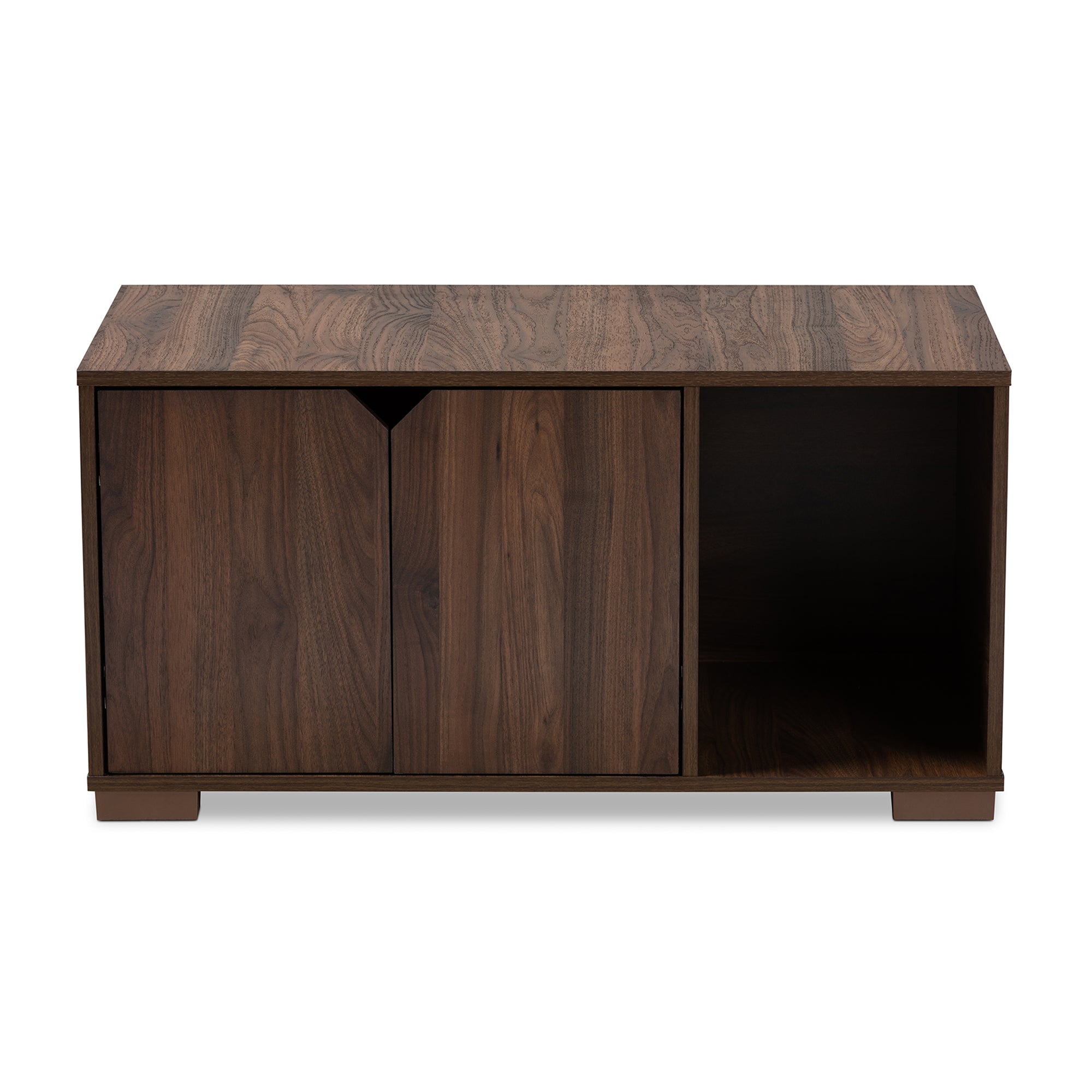 Jasper Modern and Contemporary Walnut Brown Finished 2-Door Wood Cat Litter Box Cover House