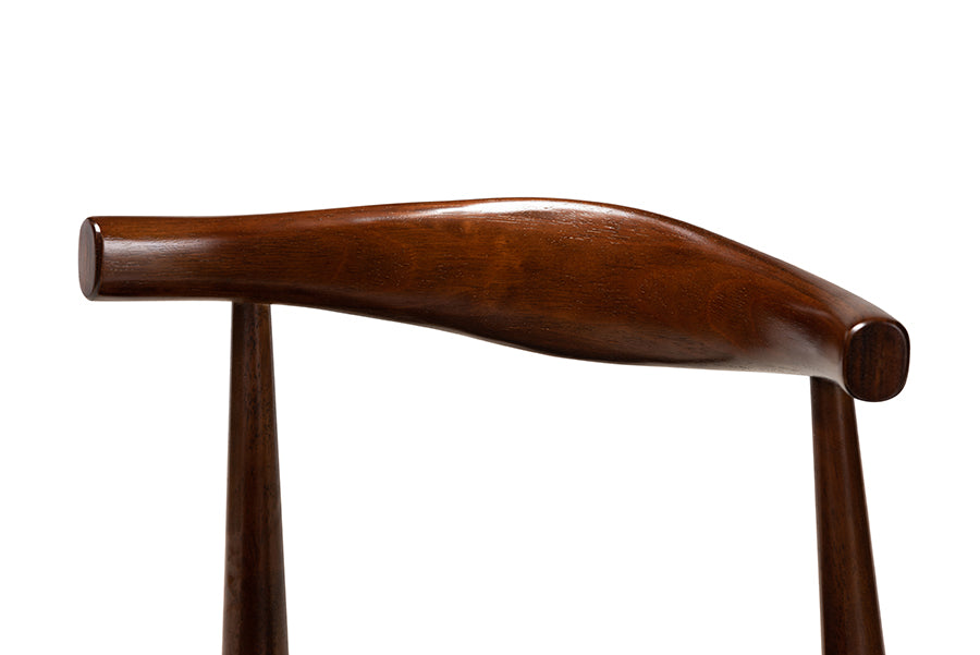 Eira Mid-Century Modern Black Faux Leather Upholstered Walnut Finished Wood Dining Chair Set of 2