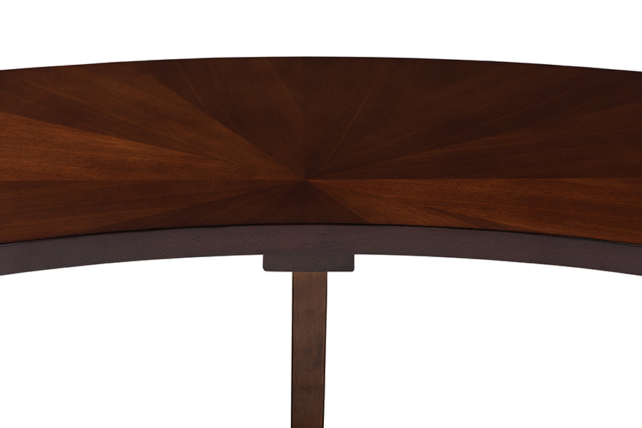 Berlin Mid-Century Modern Walnut Finished Wood Curved Dining Bench