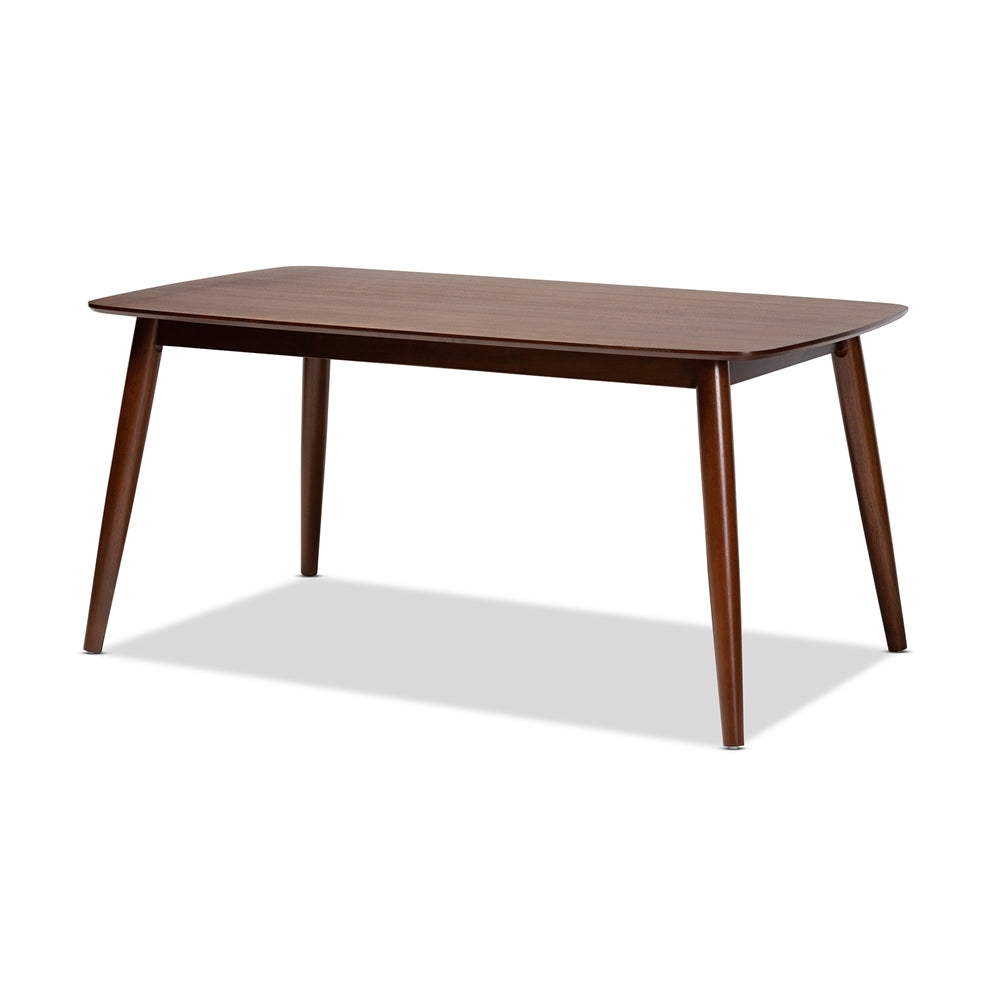 Amato Mid-Century Modern Light Gray Fabric Upholstered Walnut Finished Wood 5-Piece Dining Set
