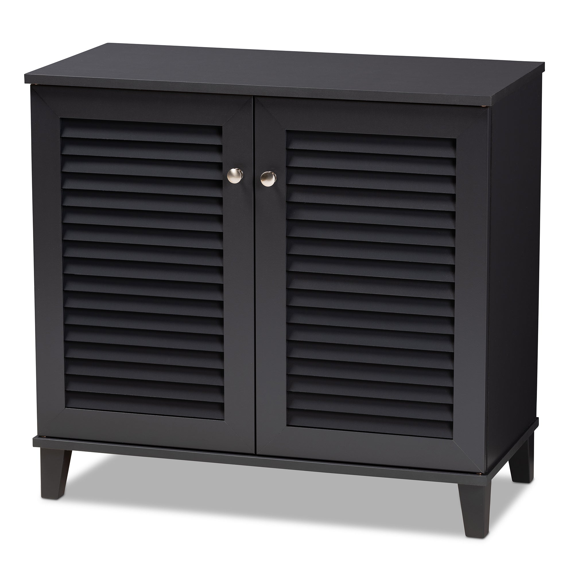 Coolidge Modern and Contemporary Dark Grey Finished 4-Shelf Wood Shoe Storage Cabinet