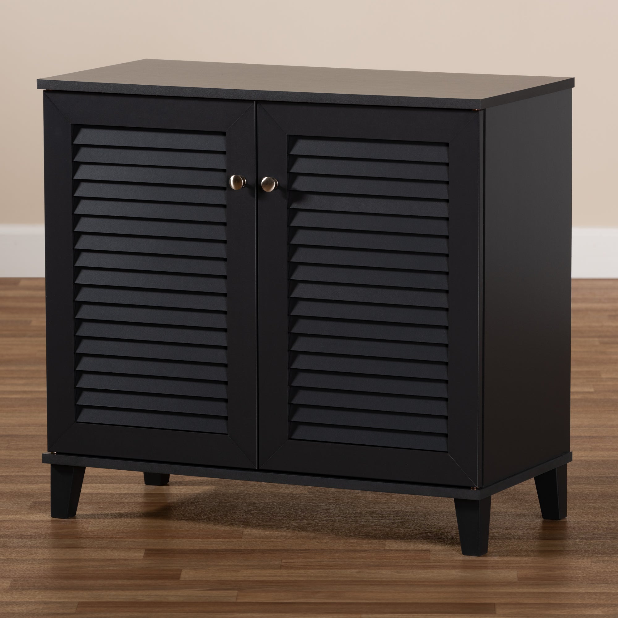 Coolidge Modern and Contemporary Dark Grey Finished 4-Shelf Wood Shoe Storage Cabinet