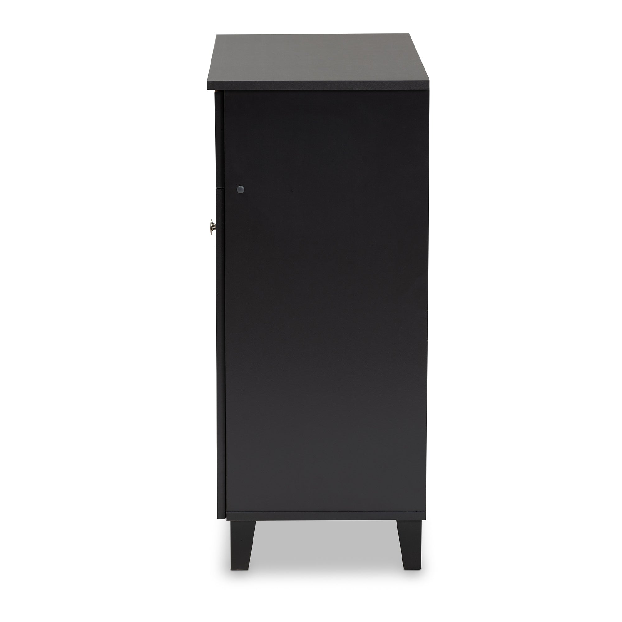 Coolidge Modern and Contemporary Dark Grey Finished 4-Shelf Wood Shoe Storage Cabinet with Drawer