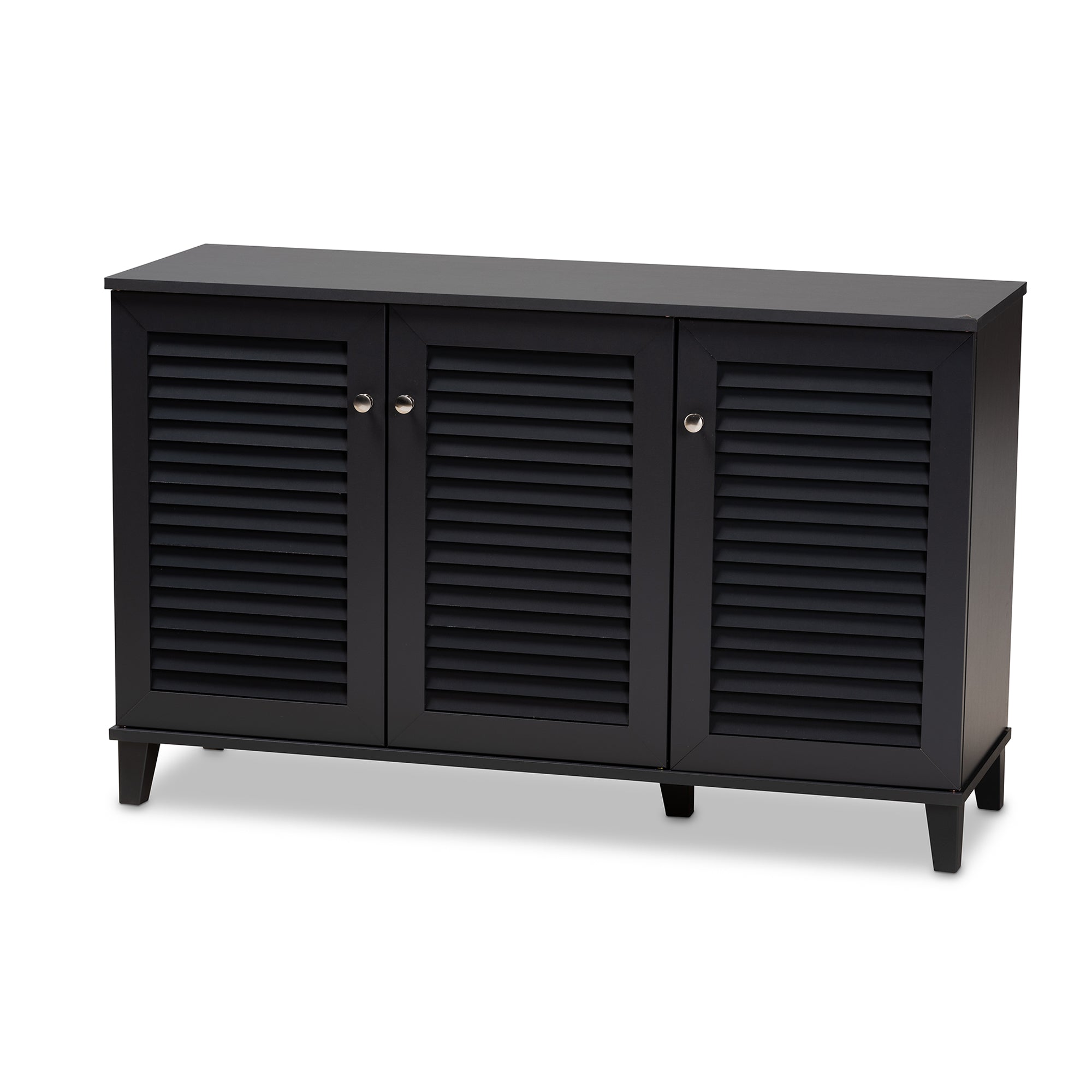 Coolidge Modern and Contemporary Dark Grey Finished 8-Shelf Wood Shoe Storage Cabinet