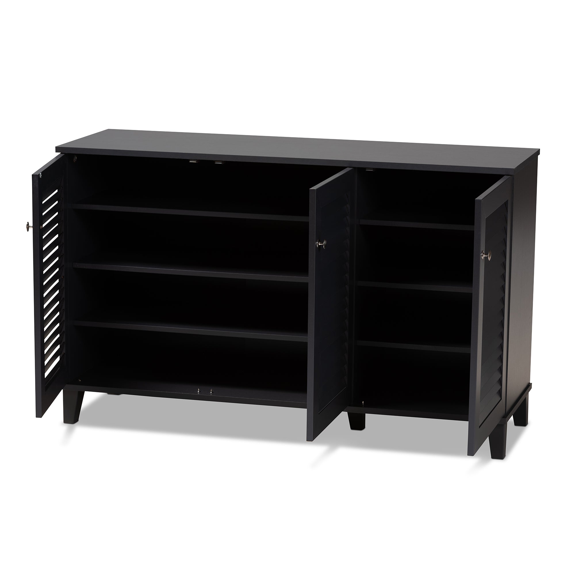 Baxton Studio Coolidge Modern and Contemporary Dark Grey Finished 8-Shelf Wood Shoe Storage Cabinet