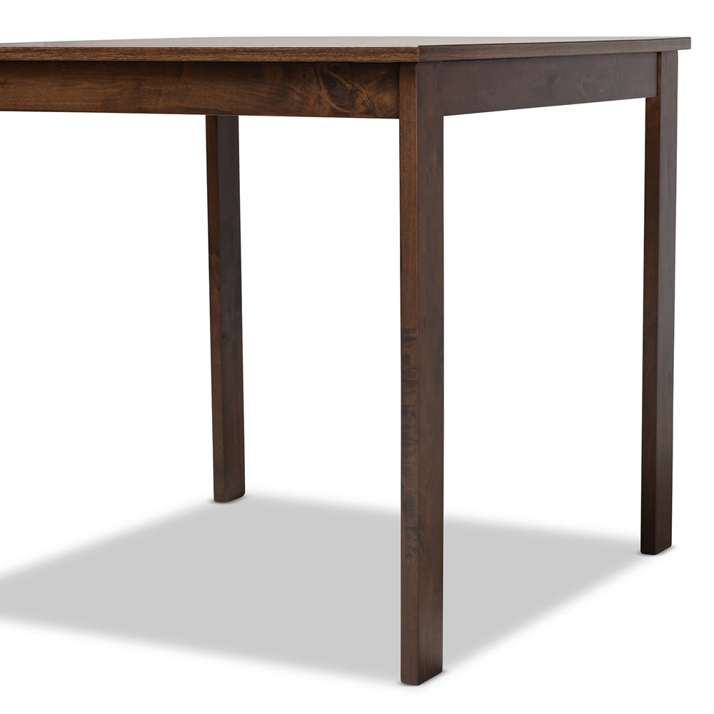 Lovy Modern and Contemporary Beige Fabric Upholstered Dark Walnut-Finished 5-Piece Wood Dining Set