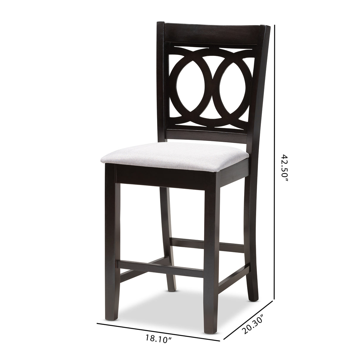 Lenoir Modern and Contemporary Gray Fabric Upholstered Espresso Brown Finished Wood Counter Height Pub Chair Set of 2