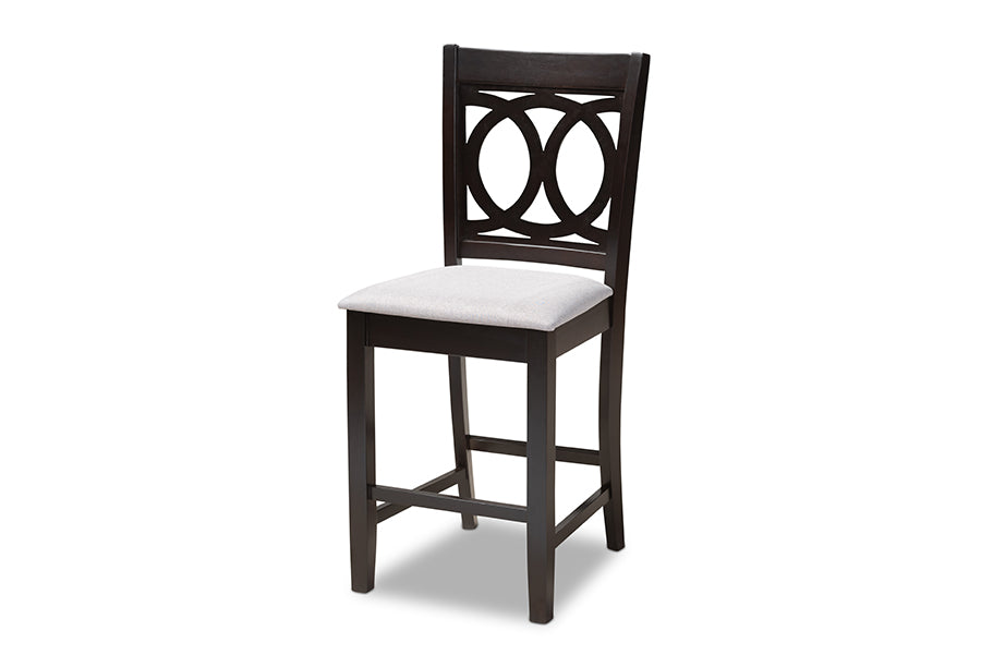 Lenoir Modern and Contemporary Grey Fabric Upholstered Espresso Brown Finished 5-Piece Wood Pub Set