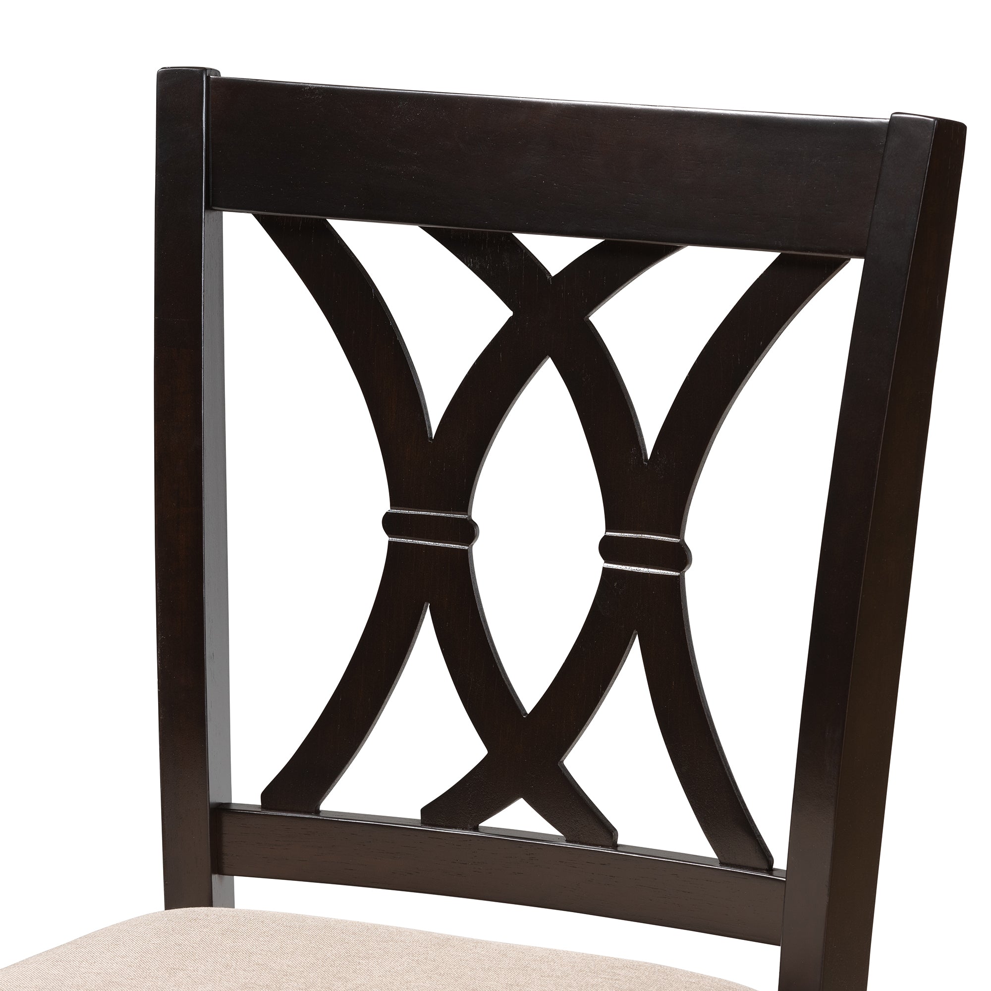 Reneau Modern and Contemporary Sand Fabric Upholstered Espresso Brown Finished Wood Counter Height Pub Chair Set of 2