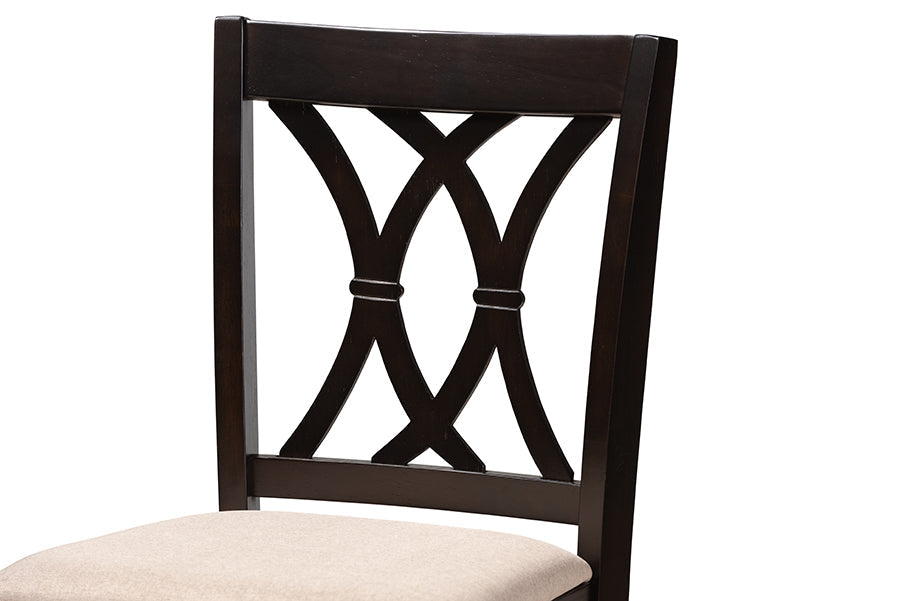 Reneau Modern and Contemporary Sand Fabric Upholstered Espresso Brown Finished 5-Piece Wood Pub Set