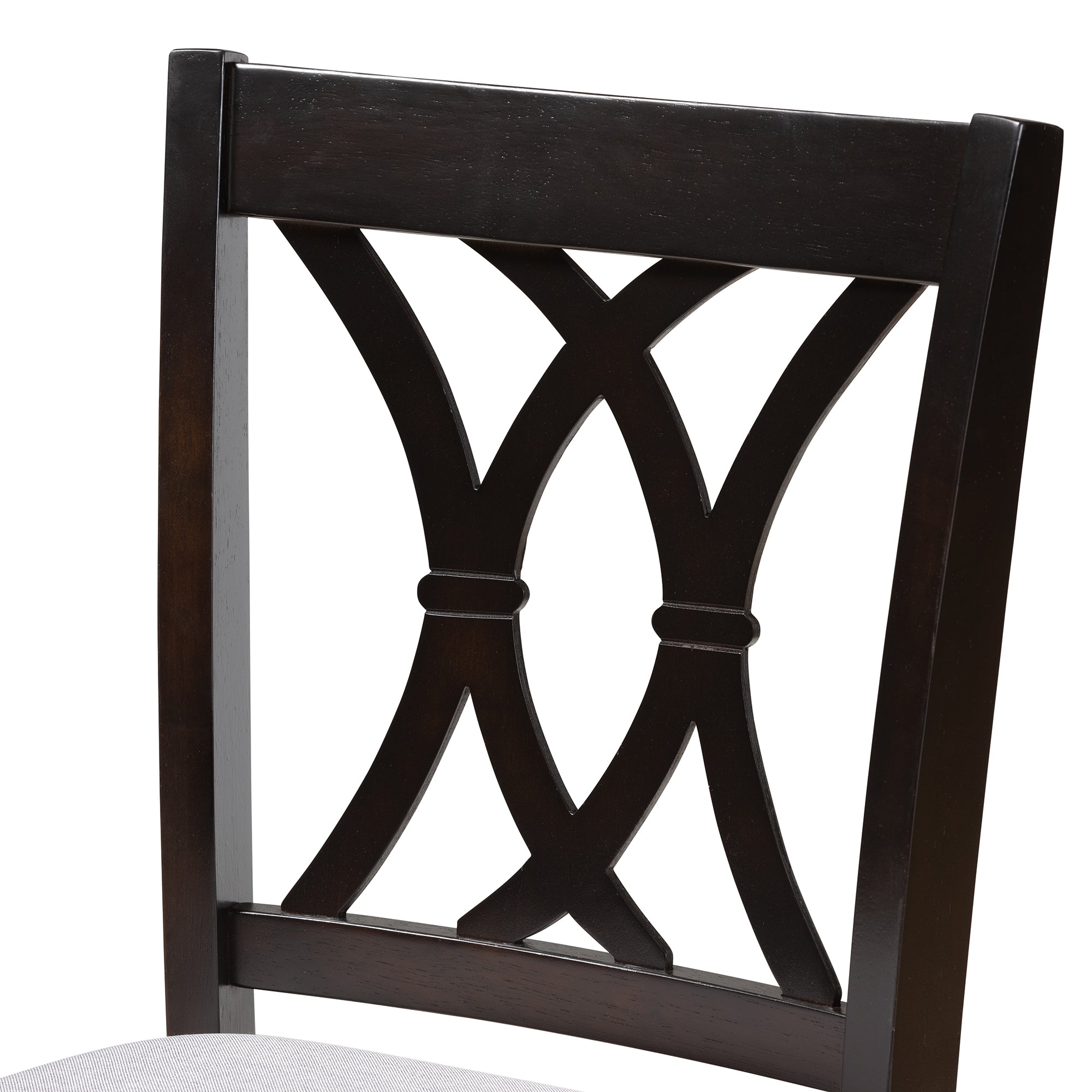 Reneau Modern and Contemporary Grey Fabric Upholstered Espresso Brown Finished Wood Counter Height Pub Chair Set of 2