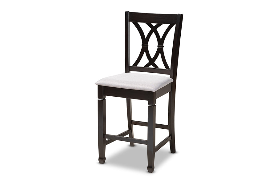 Reneau Modern and Contemporary Grey Fabric Upholstered Espresso Brown Finished 5-Piece Wood Pub Set