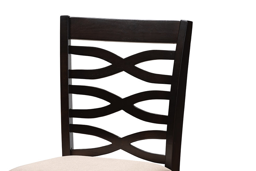 Lanier Modern and Contemporary Sand Fabric Upholstered Espresso Brown Finished 5-Piece Wood Pub Set