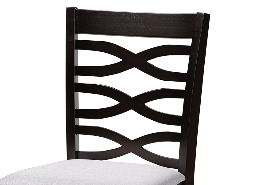 Lanier Modern and Contemporary Grey Fabric Upholstered Espresso Brown Finished 5-Piece Wood Pub Set