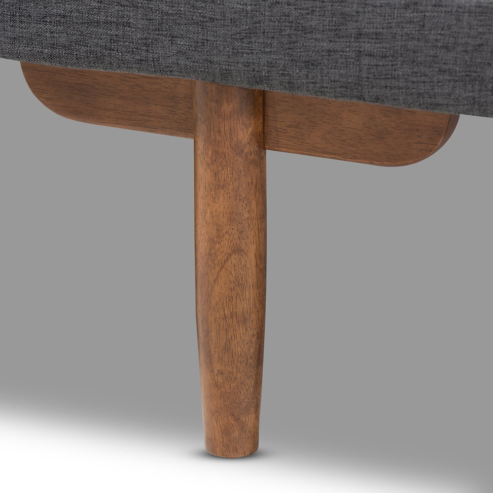 Marit Mid-Century Modern Two-Tone Grey Fabric Upholstered Walnut Finished Wood Daybed