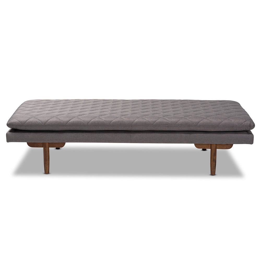 Marit Mid-Century Modern Grey Fabric Upholstered Walnut Finished Wood Daybed