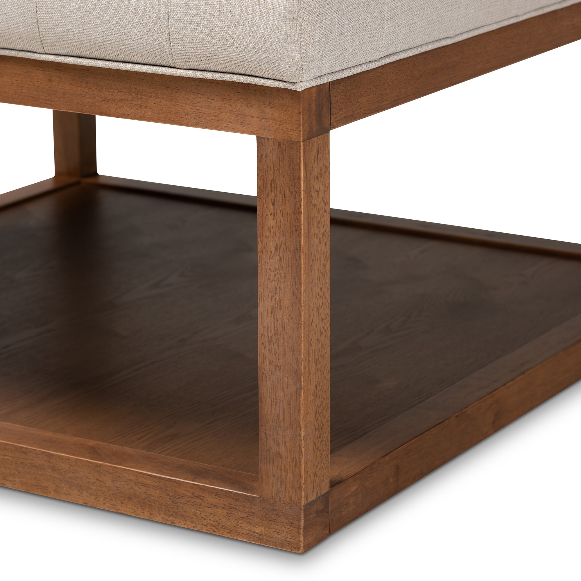 Alvere Modern and Contemporary Beige Fabric Upholstered Walnut Finished Cocktail Ottoman