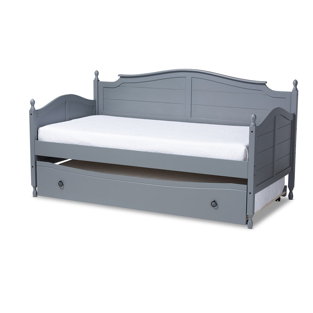 Mara Twin Size Daybed White Wood Cottage Farmhouse Style with Trundle