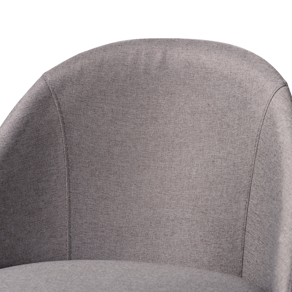 Carra Mid-Century Modern Grey Fabric Upholstered Walnut-Finished Wood Swivel Bar Stool Set of 2