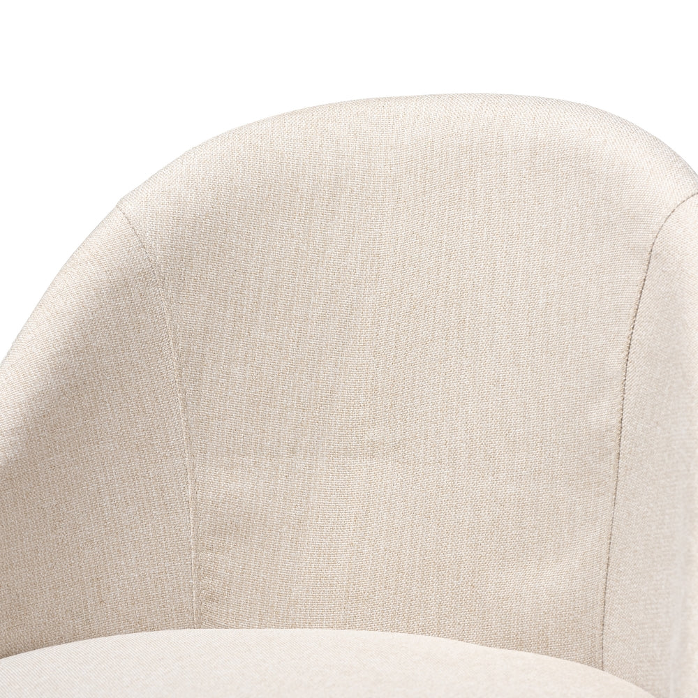 Carra Mid-Century Modern Light Beige Fabric Upholstered Walnut-Finished Wood Swivel Counter Stool Set of 2