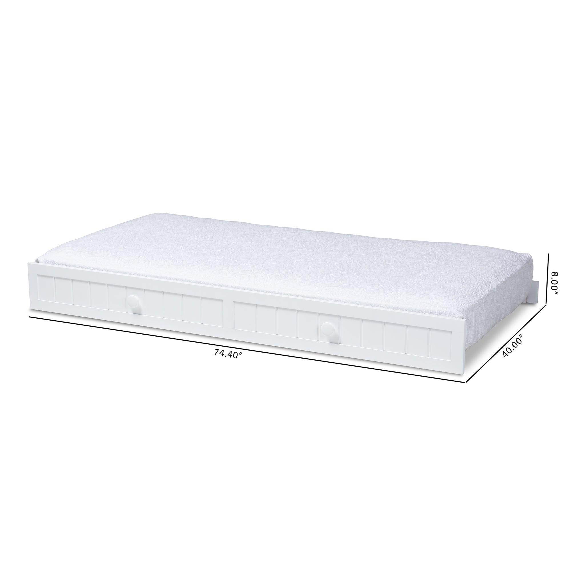 Neves Cottage Farmhouse White Finished Wood Twin Size Trundle