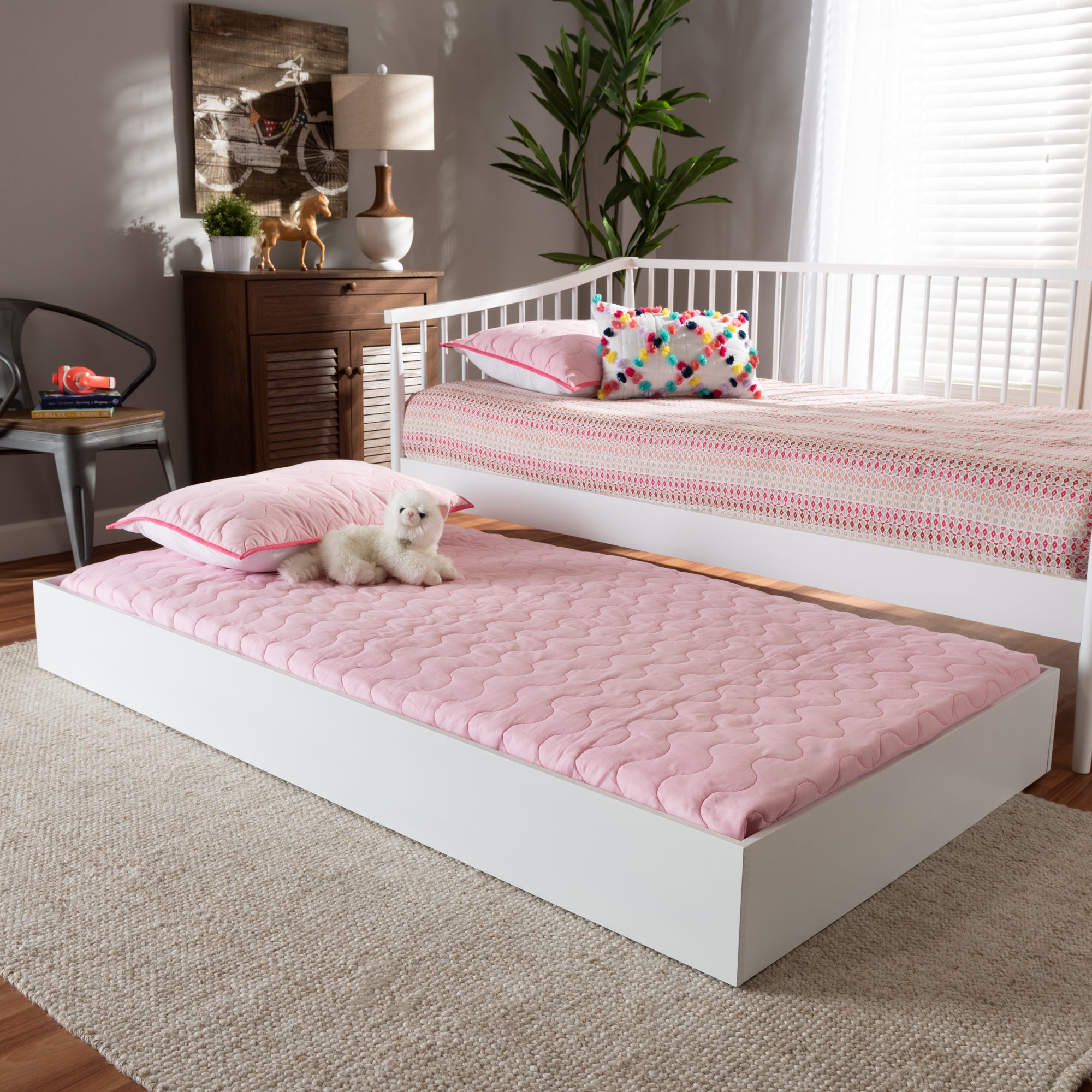 Renata Modern and Contemporary White Finished Wood Twin Size Trundle