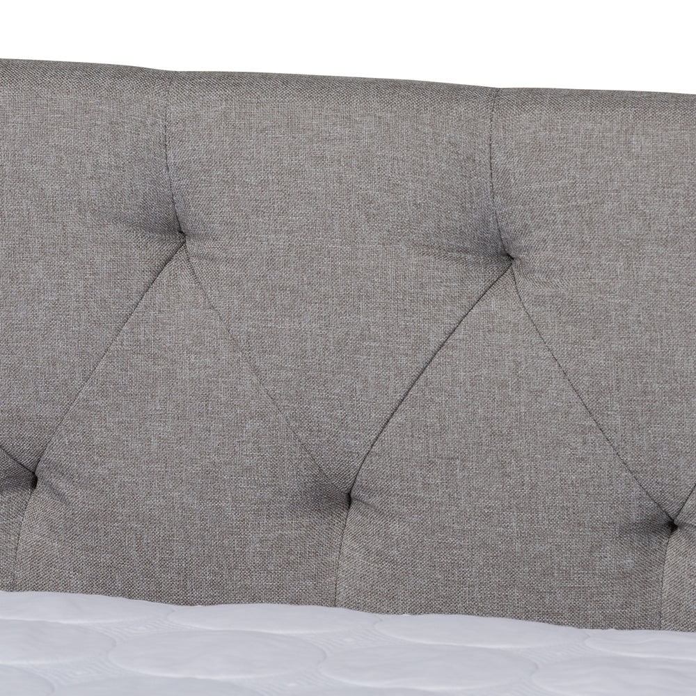 Haylie Modern and Contemporary Light Grey Fabric Upholstered Queen Size Daybed with Roll-Out Trundle Bed
