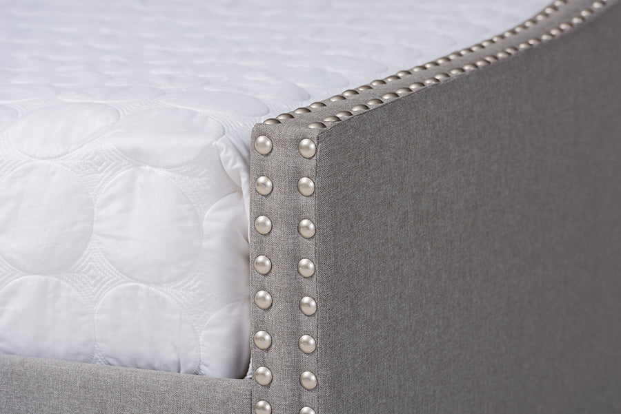 Haylie Full Daybed Light Grey Fabric Contemporary with Trundle