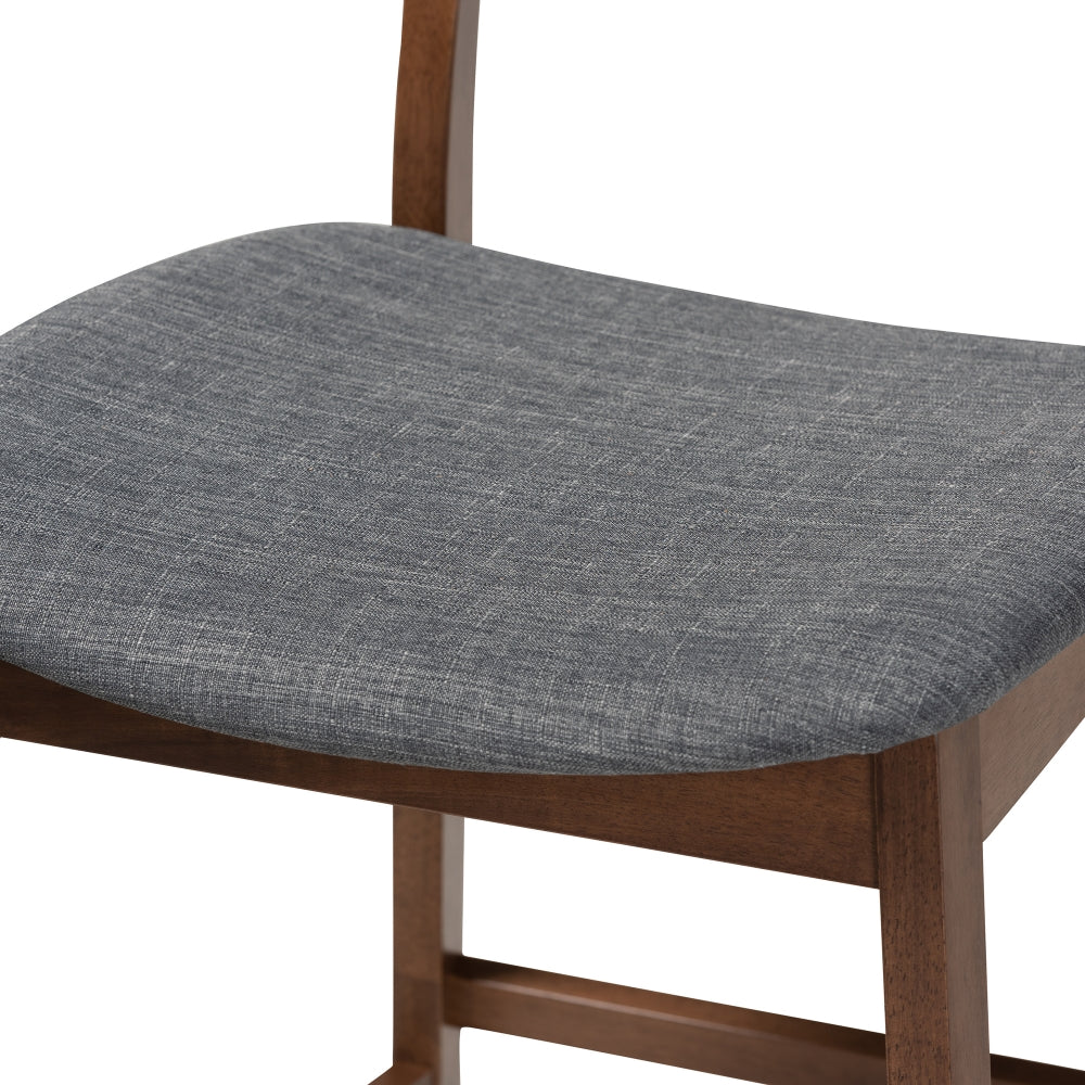 Larine Modern and Contemporary Dark Grey Fabric Upholstered Walnut Finished 2-Piece Wood Counter Stool Set